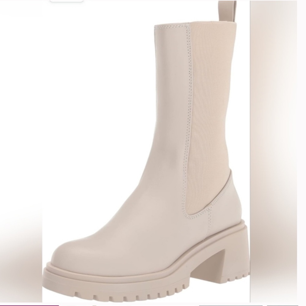 Steve Madden Woman’s Hesitant Chelsea Beige Heeled Boots